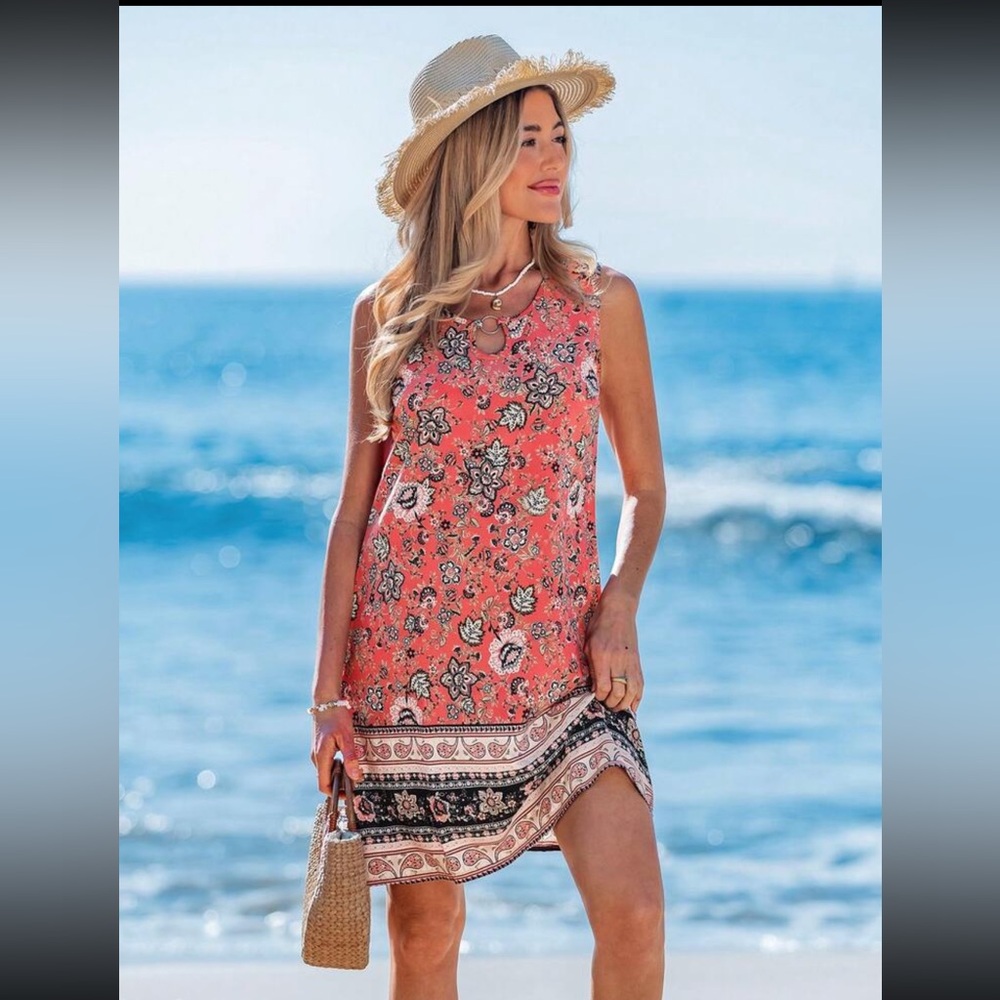 Keyhole Collar Sleeveless Dress